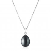 Colier perla naturala neagra cu lantisor argint DiAmanti PFD19-B_Necklace-G